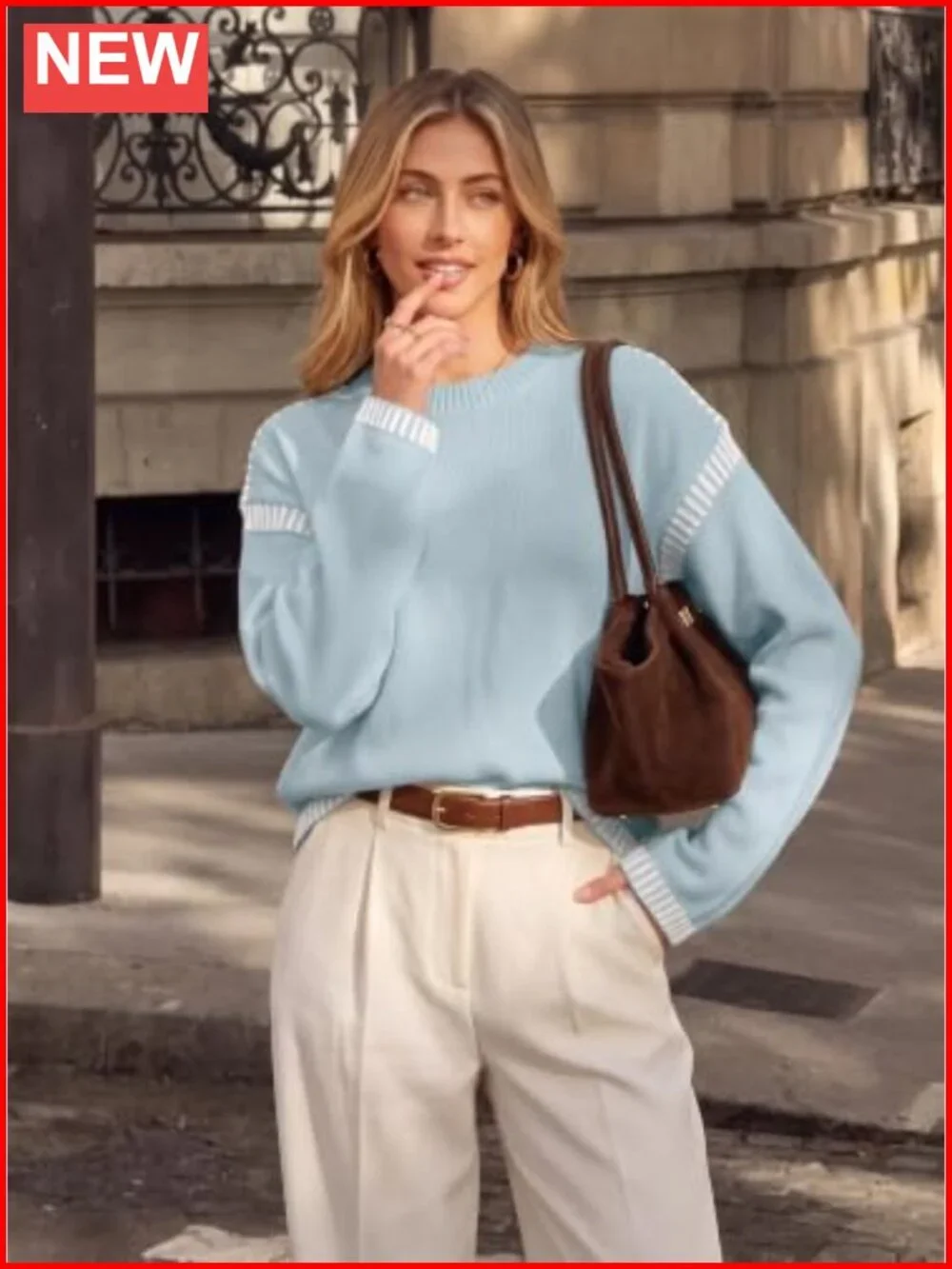 Oversized Crewneck Long Sleeve Cable Knit Pullover Sweater
